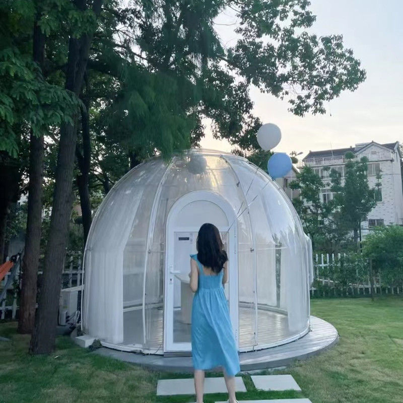 PC Clear Dome House Εξωτερικές σκηνές φυσαλίδας με παράθυρο από αλουμίνιο και φως LED