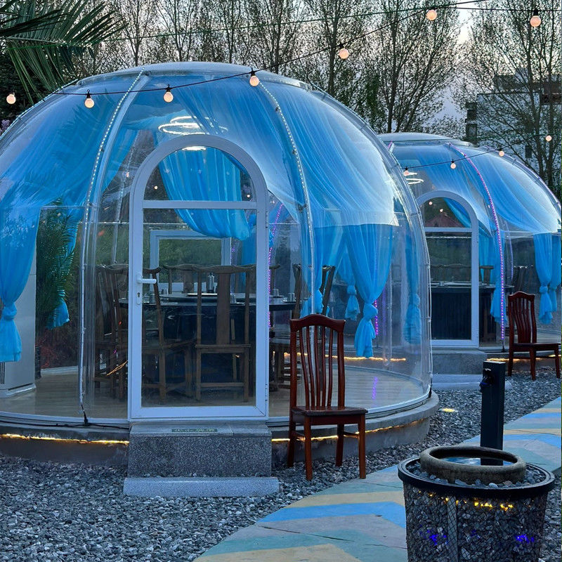 PC Clear Dome House Εξωτερικές σκηνές φυσαλίδας με παράθυρο από αλουμίνιο και φως LED