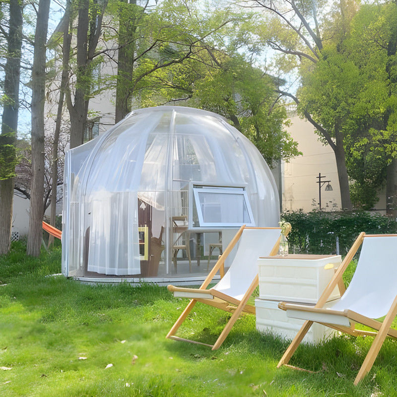 PC Clear Dome House Εξωτερικές σκηνές φυσαλίδας με παράθυρο από αλουμίνιο και φως LED